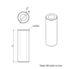 Technical Drawing Of Aluminium Spacer - 8mm - 40mm