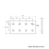 Technical Drawing Of Plate Connector - 8 Hole - Double Slot - 20 Series - Aluminium - Black