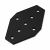 1 x Plate Connector - Cross - Single Slot - 20 Series - Aluminium - Black