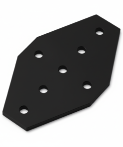 1 x Plate Connector - Cross - Single Slot - 20 Series - Aluminium - Black