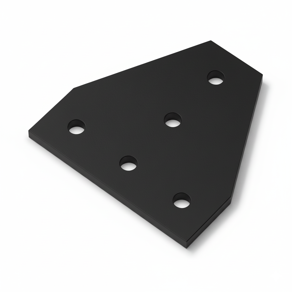 1 x Plate Connector - T - Single Slot - 20 Series - Aluminium - Black