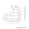 Technical Drawing Of Plate Connector - 90 Degree - Double Slot - 20 Series - Aluminium - Silver