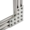 Plate Connector - 90 Degree - Double Slot - 20 Series - Aluminium - Silver - With Fixings Joining Aluminium Extrusion