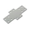 1 x Plate Connector - Cross - Double Slot - 20 Series - Steel - Grey