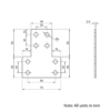 Technical Drawing Of Plate Connector - T - Double Slot - 20 Series - Steel - Grey
