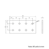 Technical Drawing Of Plate Connector - 8 Hole - Double Slot - 30 Series - Aluminium - Silver