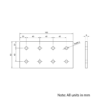 Technical Drawing Of Plate Connector - 8 Hole - Double Slot - 40 Series - Aluminium - Silver