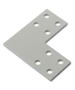 1 x Plate Connector - 90 Degree - Double Slot - 40 Series - Steel - Grey