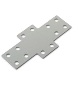 1 x Plate Connector - Cross - Double Slot - 40 Series - Steel - Grey