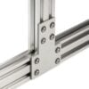 Plate Connector - T - Double Slot - 40 Series - Steel - Grey - With Fixings Joining Aluminium Extrusion