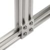 Plate Connector - 4 Hole - Double Slot - 45 Series - Aluminium - Silver - With Fixings Joining Aluminium Extrusion T