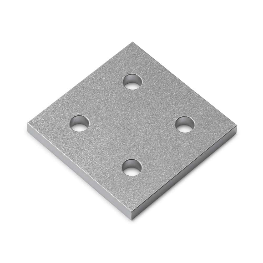 1 x Plate Connector - 4 Hole - Double Slot - 45 Series - Aluminium - Silver
