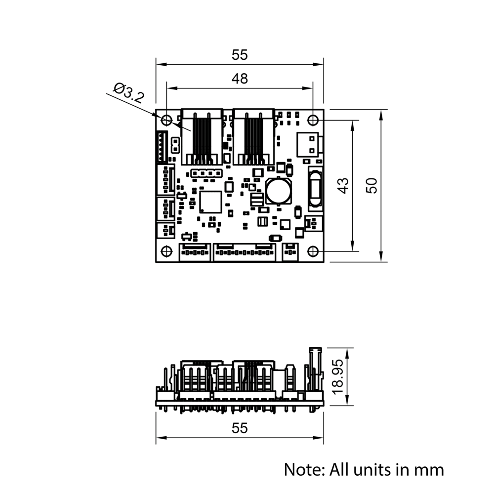 Technical Drawing Of Duet 3 Expansion Board 1XD