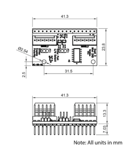 Technical Drawing Of Duet 3 Expansion Board Mini 2XD