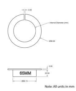 Technical Drawing Of Printed Part - Dust Shoe Adaptor - Printed To Size