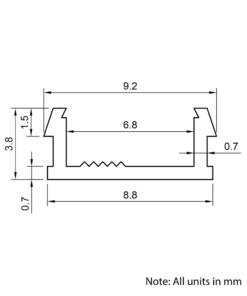 Technical Drawing Of Slot Cover - 30 Series - Grey - 1000mm