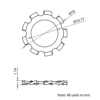 Technical Drawing Of External Toothed Lock Washer - M10
