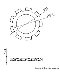 Technical Drawing Of External Toothed Lock Washer - M10