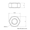 Technical Drawing of Hexagon Full Nut - M10