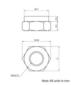 Technical Drawing of Nyloc Nut - M10