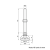 Technical Drawing Of Articulating Anti-slip Levelling Foot - Metal 39mm - M10 - 100mm