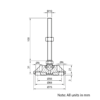 Technical Drawing Of Articulating Anti-slip Levelling Foot - Metal 75mm - M10 - 100mm