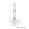 Technical Drawing Of Articulating Anti-slip Levelling Foot - Metal 39mm - M10 - 75mm