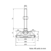 Technical Drawing Of Articulating Anti-slip Levelling Foot - Metal 75mm - M10 - 75mm
