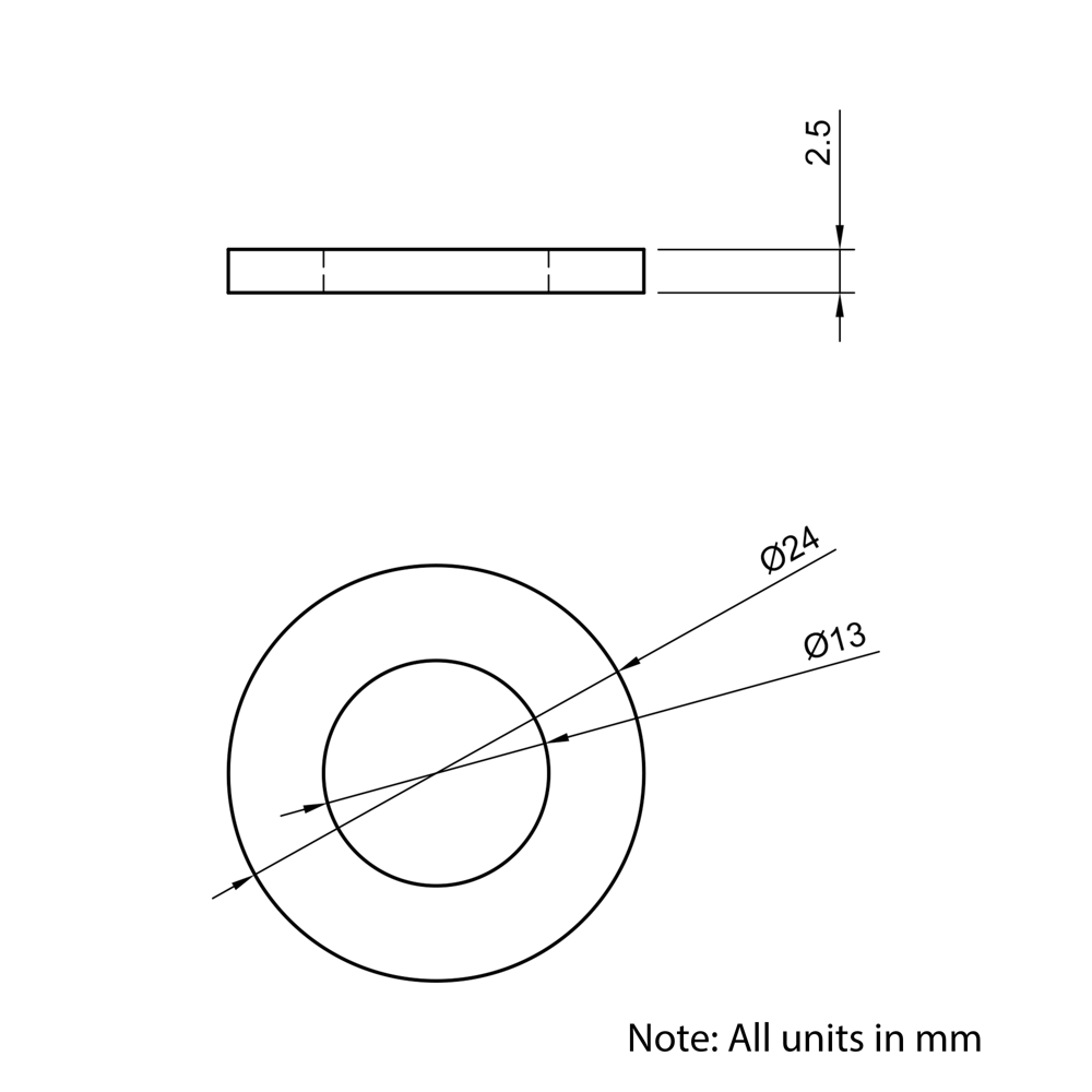 Technical Drawing Of Washer - M12