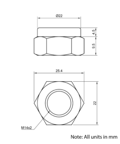 Technical Drawing of Nyloc Nut - M12