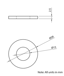 Technical Drawing Of Panel/Slot Washer - M12