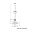 Technical Drawing Of Articulating Anti-slip Levelling Foot - Metal 39mm - M12 - 100mm