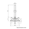 Technical Drawing Of Articulating Anti-slip Levelling Foot - Metal 75mm - M12 - 100mm