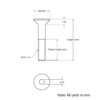 Technical Drawing of Countersunk Bolt - M12 - 20mm