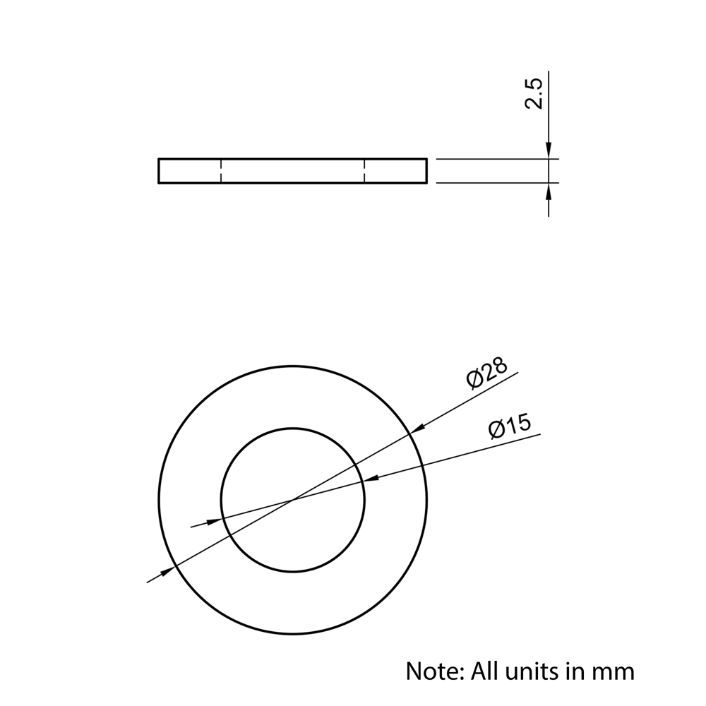 Technical Drawing Of Washer - M14