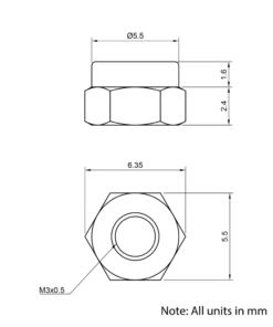 Technical Drawing of Nyloc Nut - M3