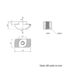Technical Drawing Of Drop In Nut - T-Slot - 40 & 45 Series - M4