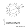 Technical Drawing Of External Toothed Lock Washer - M4