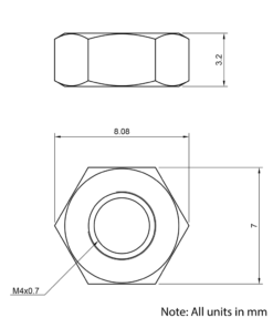 Technical Drawing of Hexagon Full Nut - M4