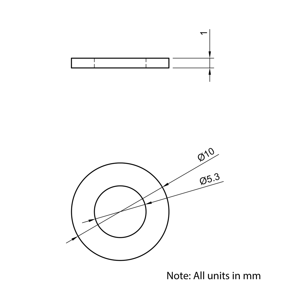 Technical Drawing Of Washer - M5