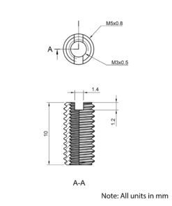 Technical Drawing Of Thread Reducer - M5 to M3