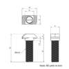 Technical Drawing of Drop In Bolt - T/V-Slot - 20 Series - M5 - 16mm