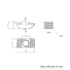 Technical Drawing Of Drop In Nut - T-Slot - 30 Series - M6