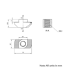 Technical Drawing Of Drop In Nut - T-Slot - 40 & 45 Series - M6