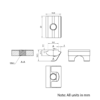 Technical Drawing Of Spring Leaf Loaded Nut - T-Slot - 40 & 45 Series - M6