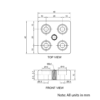 Technical Drawing Of Foot Plate - 20 Series - 40x40 - M6