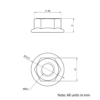 Technical Drawing of Serrated Flanged Hex Nut - M6