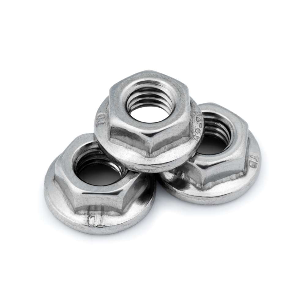 3 x Serrated Flanged Hex Nut - M6