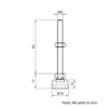 Technical Drawing Of Articulating Levelling Foot - Nylon 19mm - M6 - 60mm