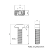 Technical Drawing of Drop In Bolt - T-Slot - 40 & 45 Series - M8 - 30mm